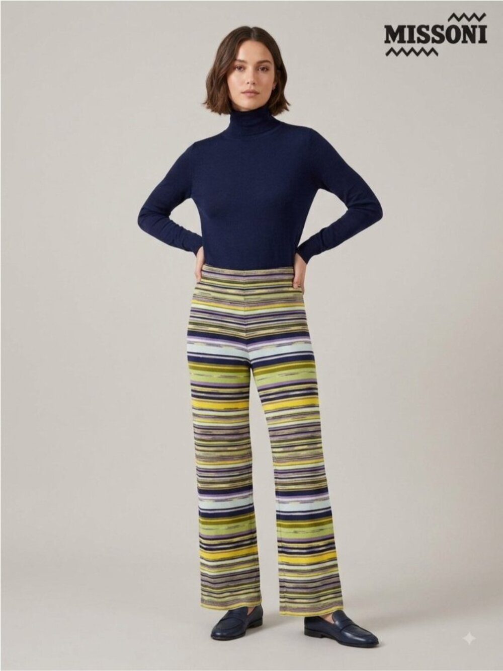 Vintage Missoni Striped Straight Leg Pull-On Crop Pants - Small 🇮🇹
